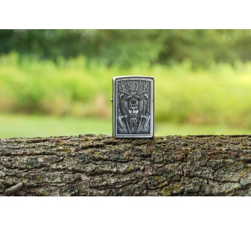 Зажигалка ZIPPO Barbarian Design с покрытием Street Chrome, латунь/сталь, серебристая, 38x13x57 мм