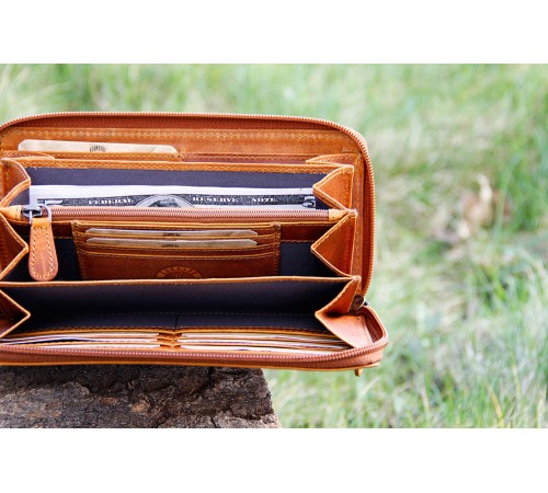 Кошелек KLONDIKE DIGGER «Viola», натуральная кожа в коньячном цвете, 19,5 х 10 x 2,5 см