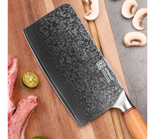 Нож чоппер из дамасской стали Keemake 7 Inch Chopper Knife 67 Phoenix, бежевый