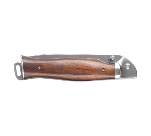 Нож складной Stinger, 105 мм (серебристый), рукоять: сталь/дерево (серебр.-корич.), коробка картон