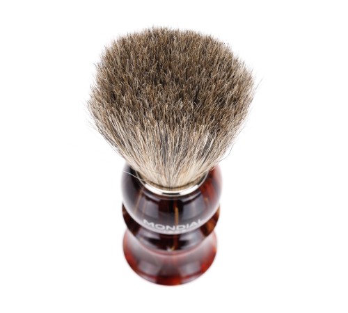 Помазок для бритья Mondial, пластик, ворс барсука, рукоять - темно-коричневый цвет