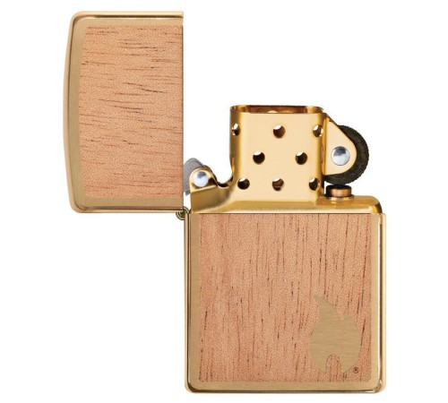 Зажигалка ZIPPO WOODCHUCK с покрытием Brushed Brass, латунь/сталь/, золотистая, матовая, 38x13x57 мм