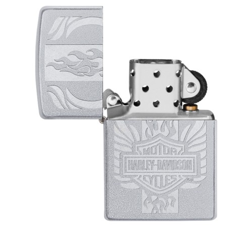 Зажигалка ZIPPO Harley-Davidson® c покрытием Satin Chrome™, латунь/сталь, серебристая, 38x13x57 мм