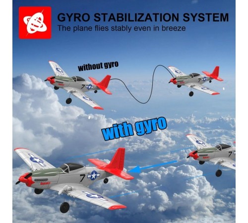 Радиоуправляемый самолет Volantex RC Mustang 400мм (красный) 2.4G 2ch LiPo RTF with Gyro
