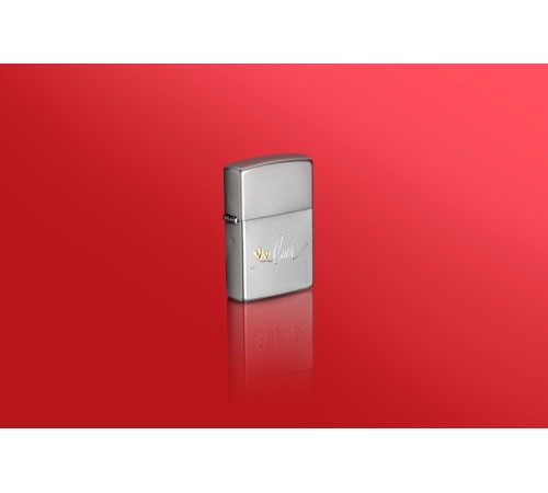 Зажигалка ZIPPO Love Design с покрытием Satin Chrome, латунь/сталь, серебристая, 38x13x57 мм
