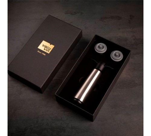 Вакуумный насос для вина Vacu Vin Stainless Steel + 2 пробки (подарочная упаковка)