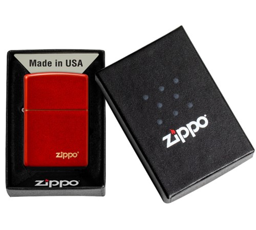 Зажигалка ZIPPO Classic с покрытием Metallic Red, латунь/сталь, красная, матовая, 38x13x57 мм
