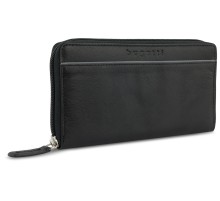 Кошелёк женский BUGATTI Banda, с защитой данных RFID, чёрный, кожа козы/полиэстер, 18,5х2х10 см