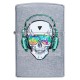 Зажигалка ZIPPO Skull Headphone с покрытием Street Chrome™, латунь/сталь, серебристая, 38x13x57 мм