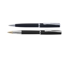 Набор  Pierre Cardin PEN&PEN: ручка шариковая + роллер. Цвет - черный матовый. Упаковка Е.