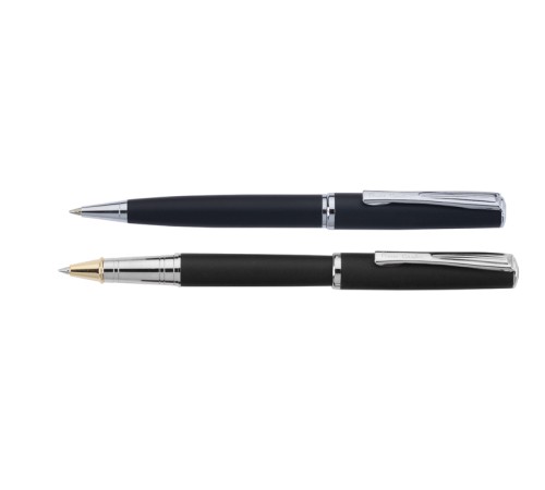 Набор  Pierre Cardin PEN&PEN: ручка шариковая + роллер. Цвет - черный матовый. Упаковка Е.