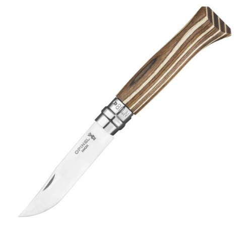 Нож Opinel №08, нержавеющая сталь, ручка из березы, коричневая  ручка, 002388
