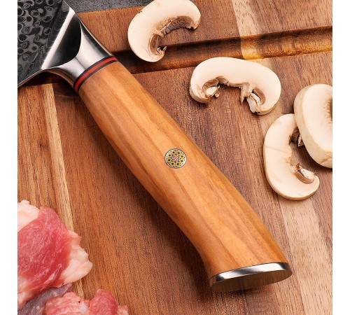 Нож чоппер из дамасской стали Keemake 7 Inch Chopper Knife 67 Phoenix, бежевый