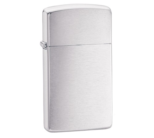 Зажигалка ZIPPO Slim® с покрытием Brushed Chrome, латунь/сталь, серебристая, матовая, 29x10x60 мм