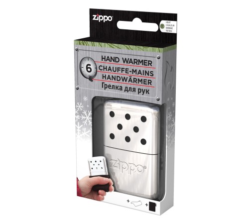 Каталитическая грелка ZIPPO, с покрытием High Polish Chrome, серебристая, на 6 ч, 51x15x74 мм