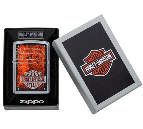 Зажигалка ZIPPO Harley-Davidson® с покрытием Street Chrome™, латунь/сталь, серебристая, 38x13x57 мм