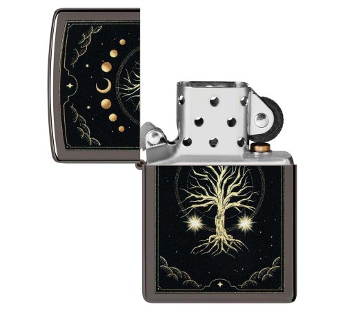 Зажигалка ZIPPO Mystic Nature Design с покрытием Black Ice®, латунь/сталь, черная, 38x13x57 мм