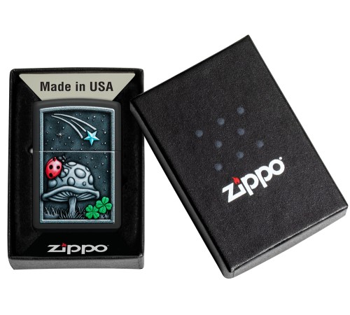 Зажигалка ZIPPO Ladybug Design с покрытием Black Matte, латунь/сталь, черная, матовая, 38x13x57 мм