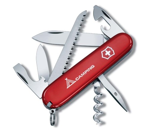 Нож перочинный VICTORINOX Camper, 91 мм, 13 функций, красный, с логотипом 