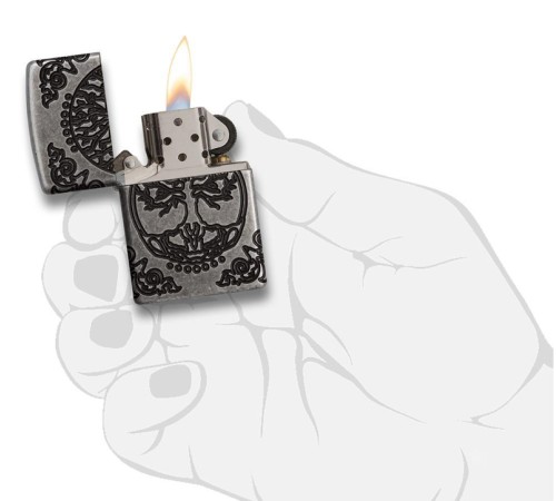 Зажигалка ZIPPO Armor® с покрытием Antique Silver, латунь/сталь, серебристая, матовая, 37х13x58 мм