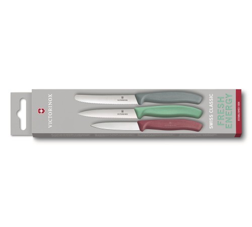 Набор из 3 ножей для овощей и фруктов VICTORINOX Swiss Classic Fresh Energy, в картонном блистере