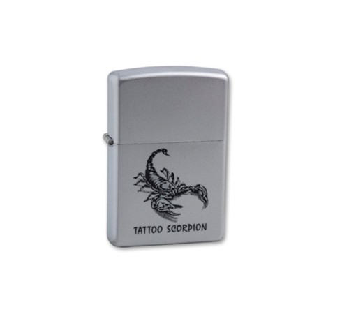 Зажигалка ZIPPO Tattoo Scorpion, с покрытием Satin Chrome™, латунь/сталь, серебристая, 38x13x57 мм