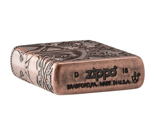 Зажигалка ZIPPO Armor™ с покрытием Antique Copper™, латунь/сталь, медная, матовая, 38x13x57 мм