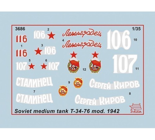 Сборная модель ZVEZDA Советский средний танк Т-34/76 обр. 1942 г., 1/35
