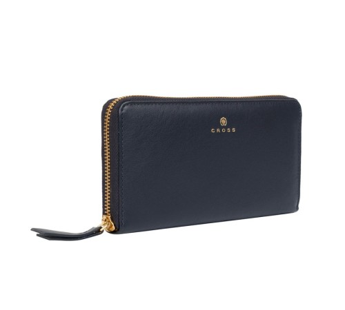 Кошелёк Cross Monaco Navy, кожа наппа, гладкая, цвет тёмно-синий, 19,5 x 10,2 x 2 см