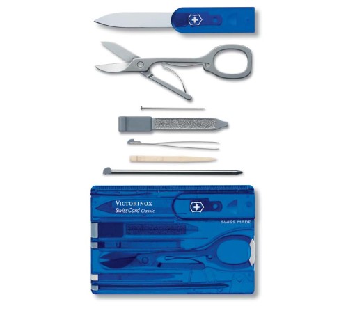Швейцарская карточка VICTORINOX SwissCard Classic, 10 функций, полупрозрачная синяя