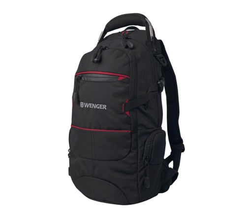 Рюкзак WENGER, чёрный/красный, полиэстер 1200D PU, 23х18х47 см, 22 л