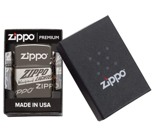Зажигалка ZIPPO Classic с покрытием Black Ice®, латунь/сталь, чёрная, глянцевая, 38x13x57 мм
