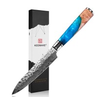 Нож универсальный из дамасской стали Keemake 5 Inch Utiity Knife, синий + бежевый
