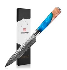 Нож универсальный из дамасской стали Keemake 5 Inch Utiity Knife, синий + бежевый
