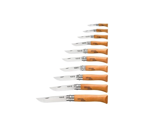 Набор Opinel в деревянной коробке с крышкой из 10 ножей разных размеров из углеродистой стали