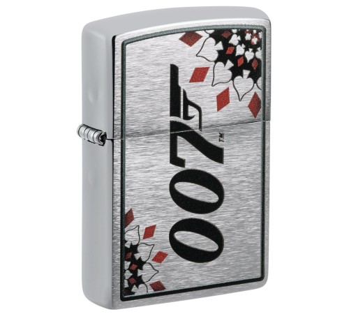 Зажигалка ZIPPO James Bond™ с покрытием Brushed Chrome, латунь/сталь, серебристая, 38x13x57 мм