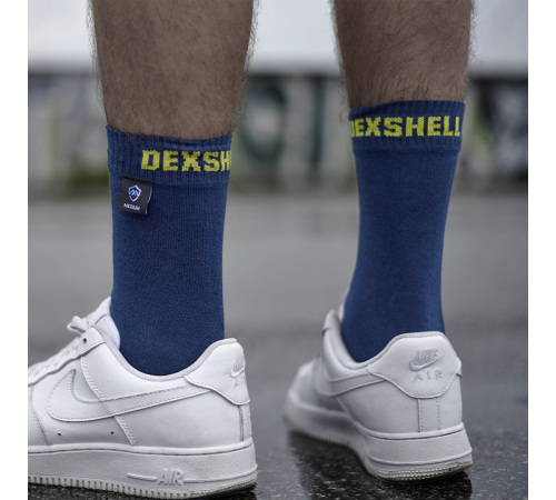 Водонепроницаемые носки DexShell Ultra Thin Crew S (36-38), синий/желтый, DS683NLS