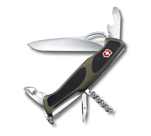 Нож перочинный VICTORINOX RangerGrip 61, 130 мм, 11 функций, с фиксатором лезвия, зелёный с чёрным