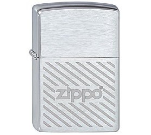 Зажигалка ZIPPO Stripes, с покрытием Brushed Chrome, латунь/сталь, серебристая, матовая, 38x13x57 мм