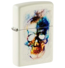Зажигалка ZIPPO Skull Design с покрытием Glow In The Dark Green, латунь/сталь, белая, 38x13x57 мм