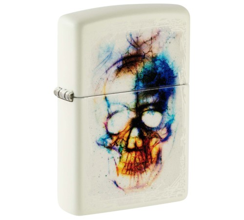 Зажигалка ZIPPO Skull Design с покрытием Glow In The Dark Green, латунь/сталь, белая, 38x13x57 мм