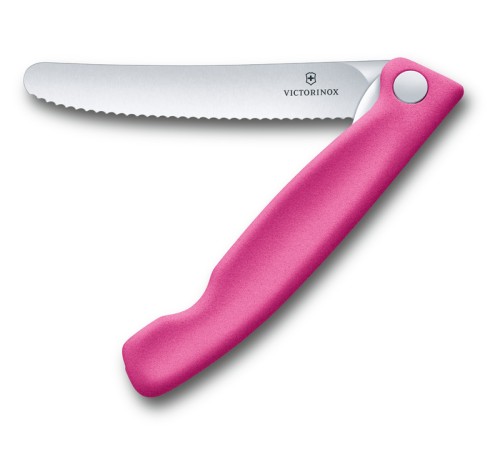 Нож для овощей VICTORINOX SwissClassic, складной, лезвие 11 см с волнистой заточкой, розовый