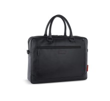 Портфель мужской BUGATTI Clark, чёрный, воловья кожа/полиэстер, 40х9,5х29 см, 10 л