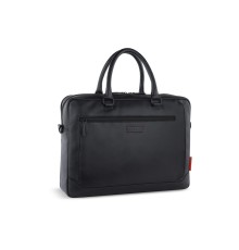 Портфель мужской BUGATTI Clark, чёрный, воловья кожа/полиэстер, 40х9,5х29 см, 10 л