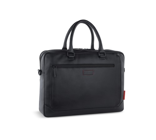 Портфель мужской BUGATTI Clark, чёрный, воловья кожа/полиэстер, 40х9,5х29 см, 10 л