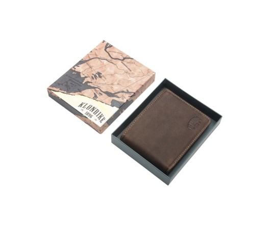 Бумажник KLONDIKE «John», натуральная кожа в темно-коричневом цвете, 11,5 х 9 см