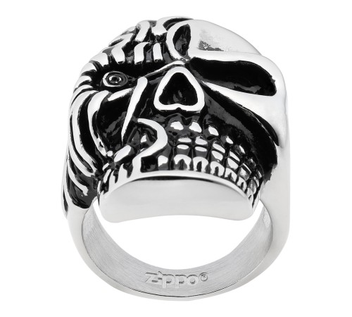 Кольцо ZIPPO, серебристое, в форме черепа, нержавеющая сталь, диаметр 20,4 мм