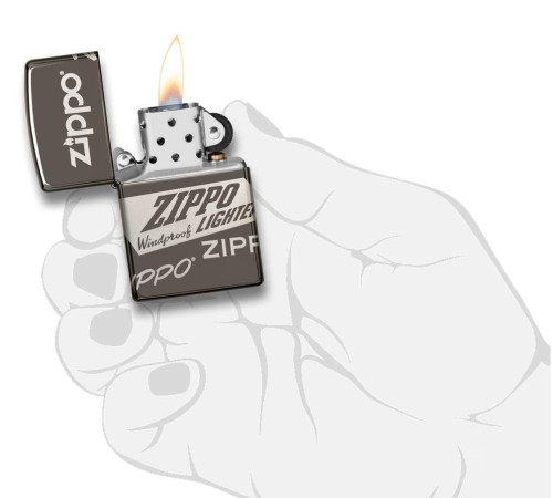 Зажигалка ZIPPO Classic с покрытием Black Ice®, латунь/сталь, чёрная, глянцевая, 38x13x57 мм
