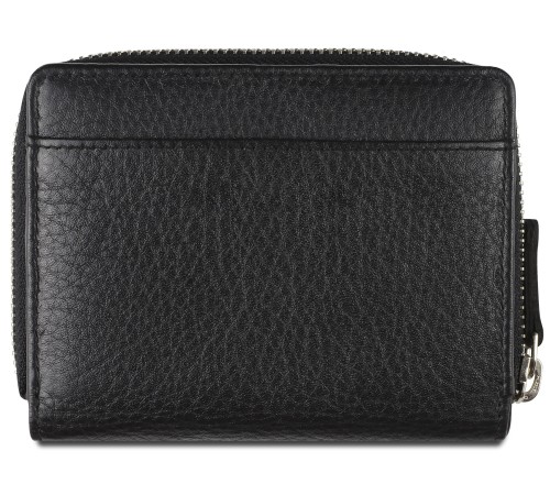 Кошелёк женский BUGATTI Lady Top, на молнии, чёрный, натуральная воловья кожа, 12х2,5х9 см