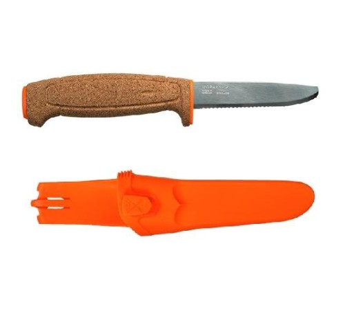 Нож Morakniv Floating Serrated Knife, нержавеющая сталь, пробковая ручка, оранжевый. 13131